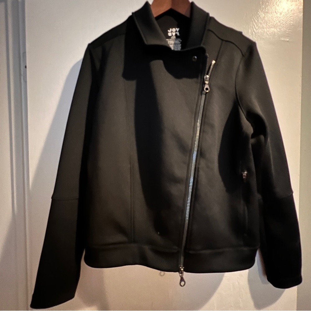 JoyLab Black Asymmetric Zip Leather-Style Jacket- Large